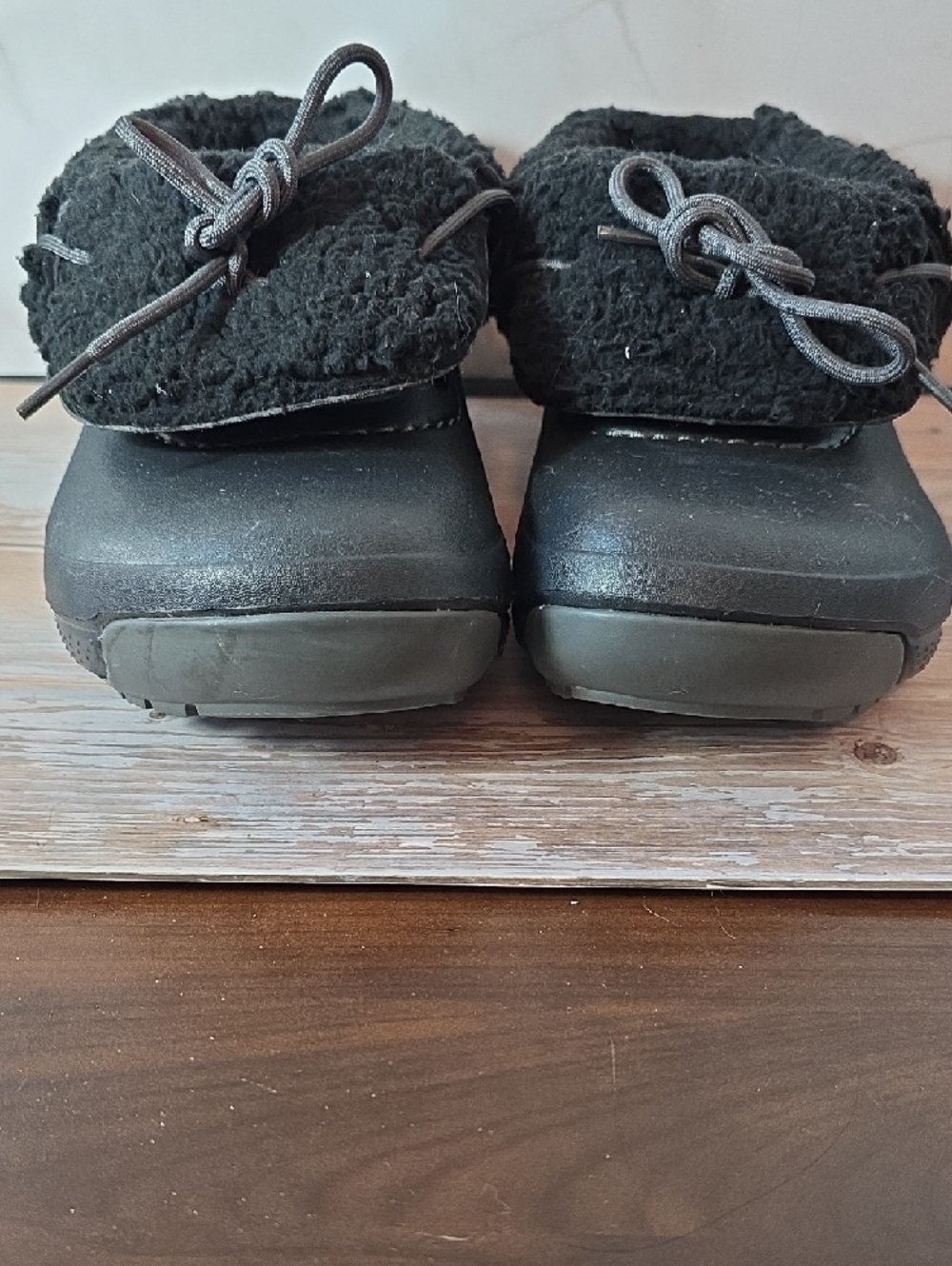 CROCS Black Fuzzy Lined, Convertable, Slip-Ons - Picture 8 of 9